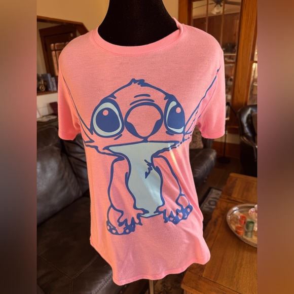 Disney Tops - Disney Stitch “Weird But Cute” Pink Graphic Tee Women’s M 7/9